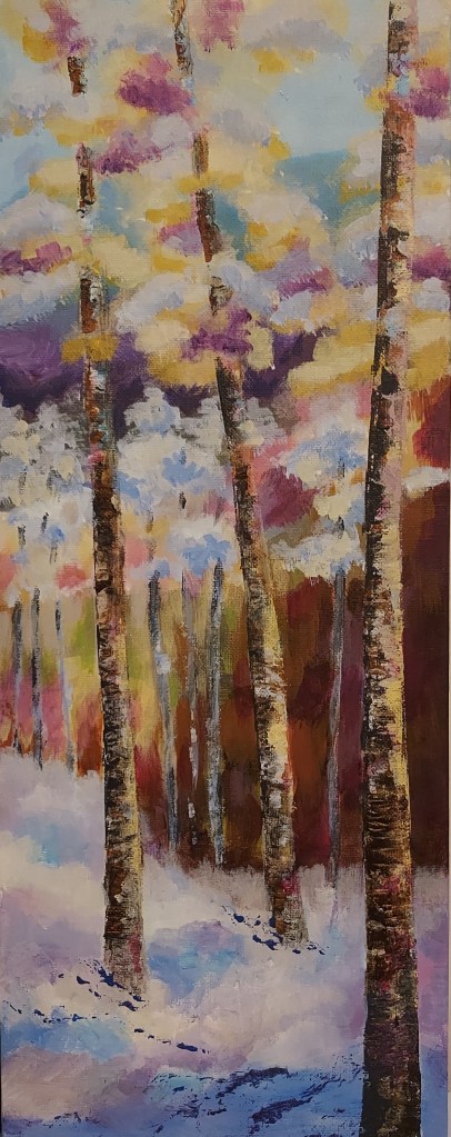 The Winter Forest. Acrylic Canvas 50cm x 20 cm £70v