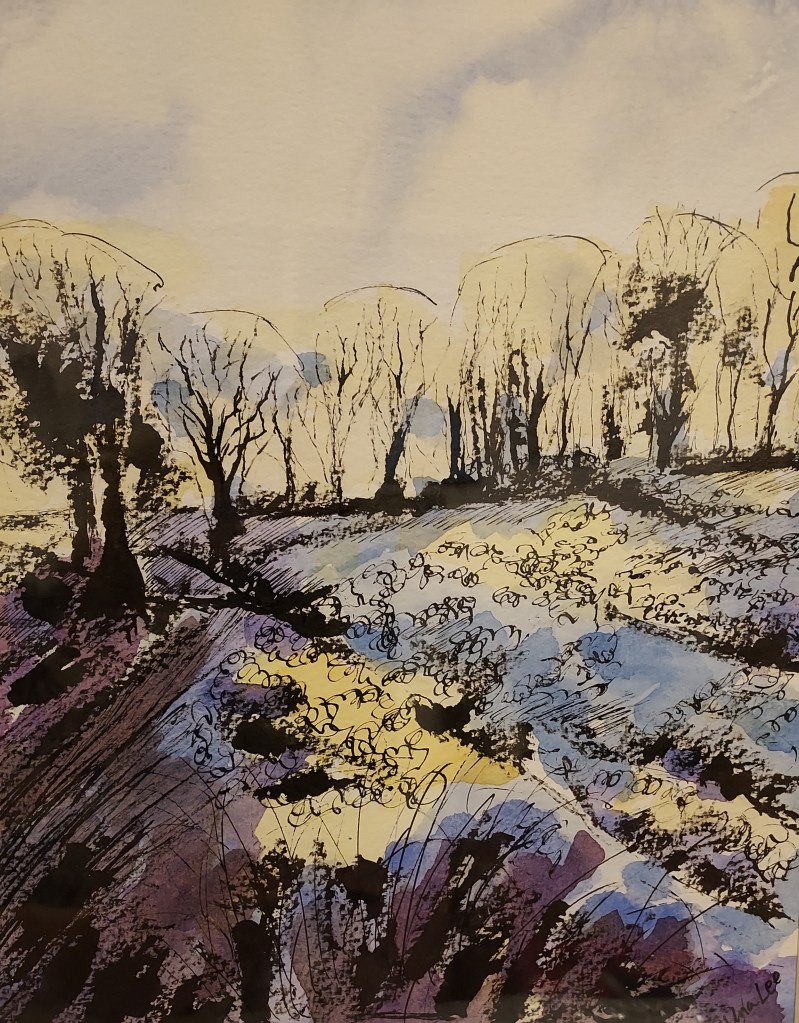 Exmoor Winter, Pen & Watercolour 38cm x 31cm £60